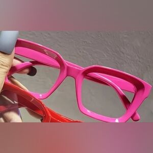 Square Transparent Lenses Glasses In Candy Color, Pink NWOT